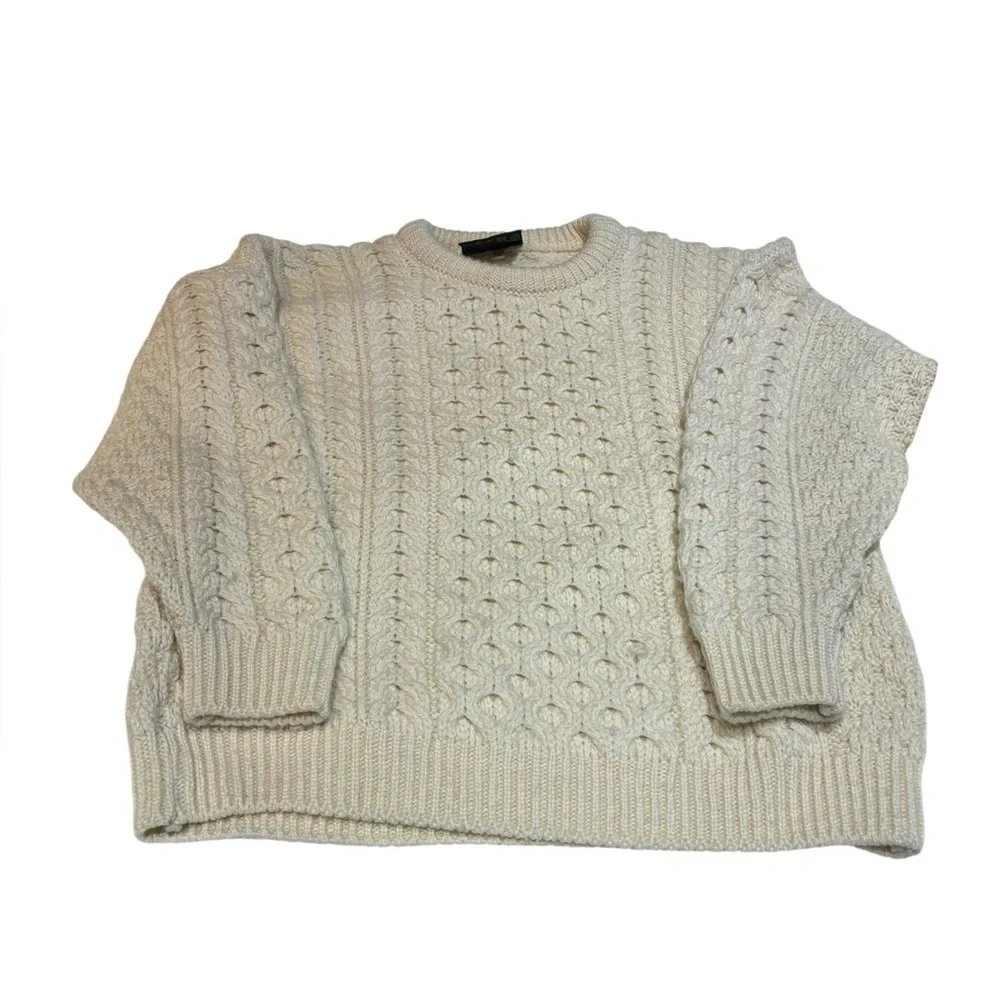 Carraig Donn Merino Wool Sweater Cream Size XL